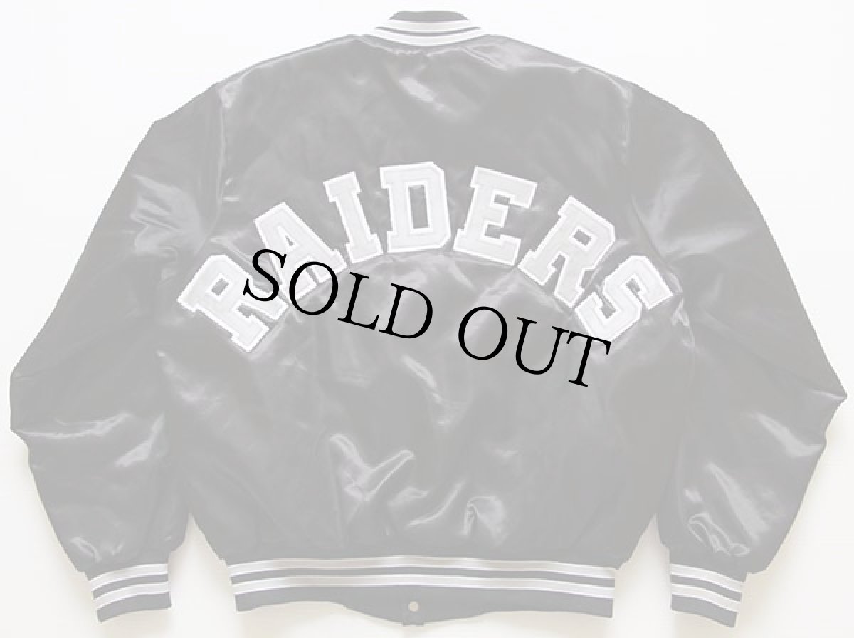 画像2: 90s USA製 LOCKER LINE NFL RAIDERS ナイロンスタジャン 黒 L (2)