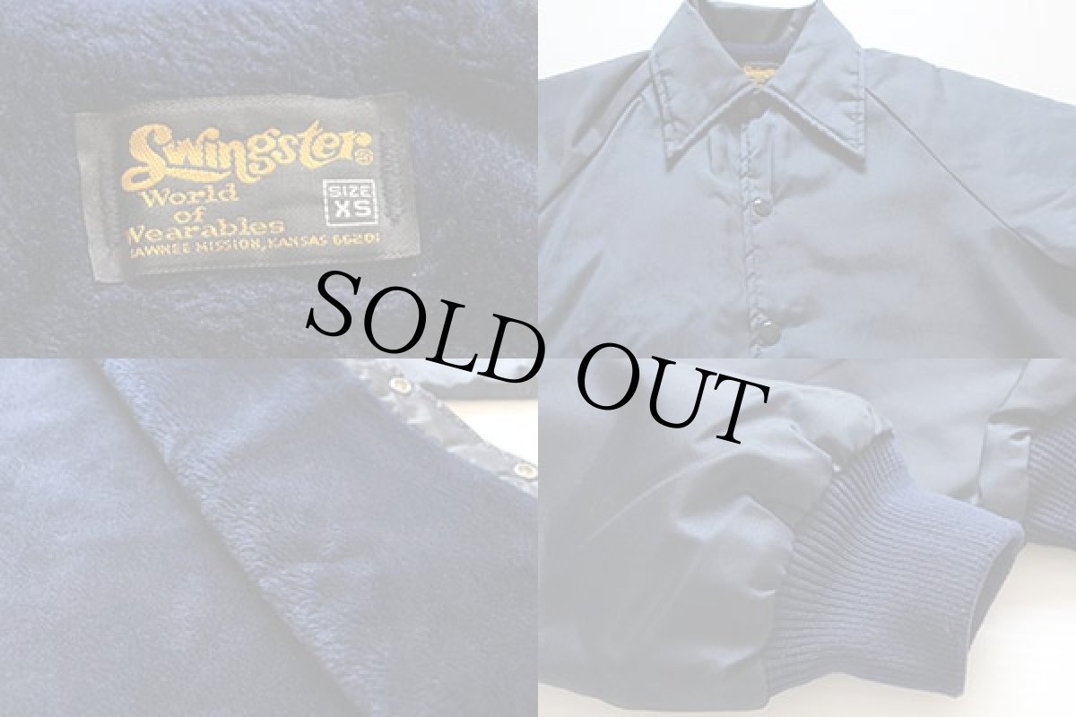 画像3: 70s Swingster ボアライナー ナイロンジャケット 紺 XS (3)