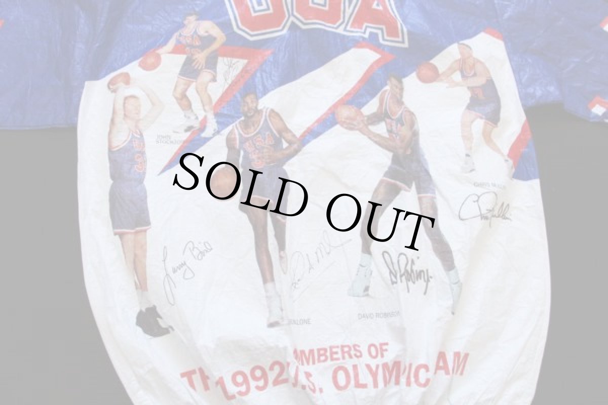 画像4: 90s USA製 1992オリンピック バスケット 全面プリント ペーパージャケット S (4)