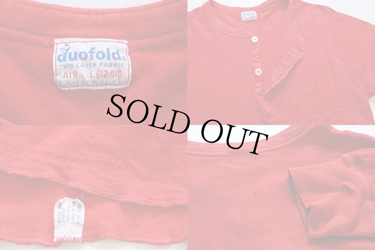 画像3: 70s duofold ヘンリーネック 2レイヤー アンダーシャツ 赤 L (3)