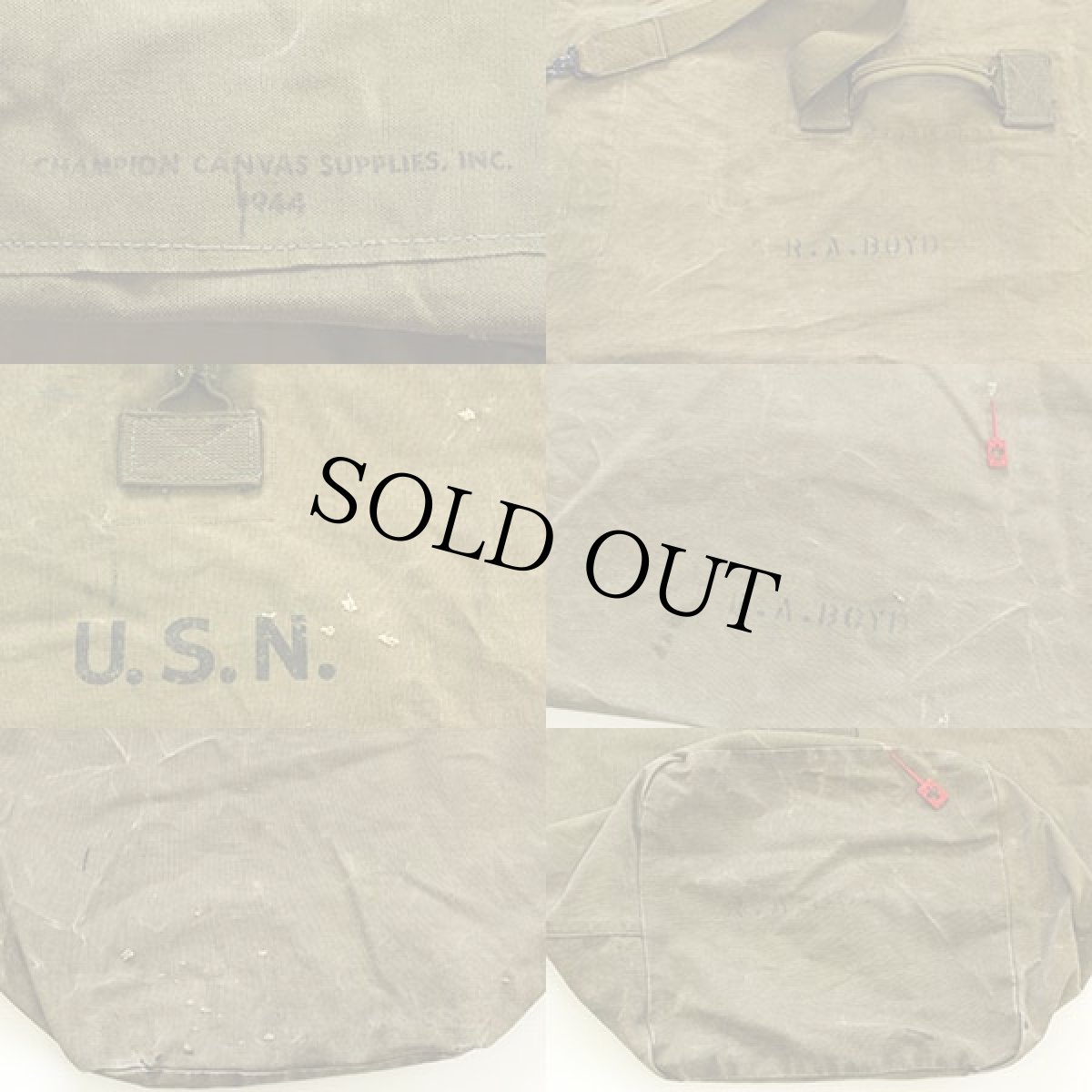 画像3: 40s 米軍 U.S.N. ステンシル ダッフルバッグ オリーブドラブ (3)