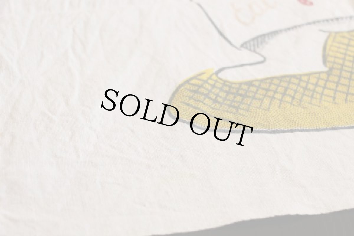 画像4: ビンテージ Let's EAT 染み込みプリント コットン エプロン 生成り (4)