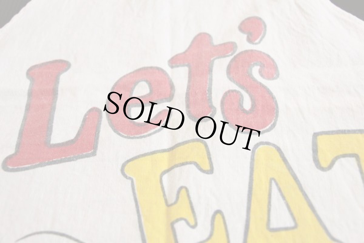 画像3: ビンテージ Let's EAT 染み込みプリント コットン エプロン 生成り (3)