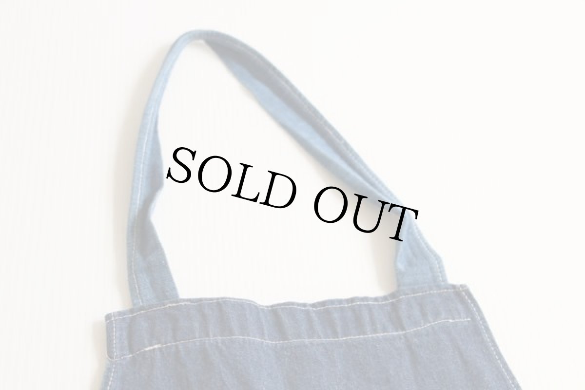 画像4: ビンテージ 耳付き インディゴ デニム ワークエプロン (4)