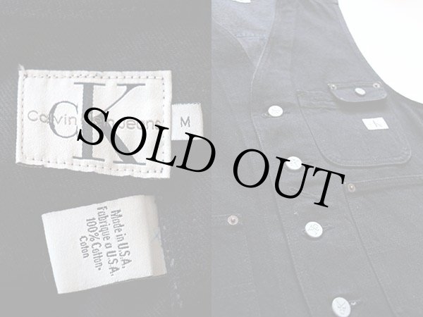 90s USA製 Calvin Kleinカルバンクライン ブラックデニム ワークベスト