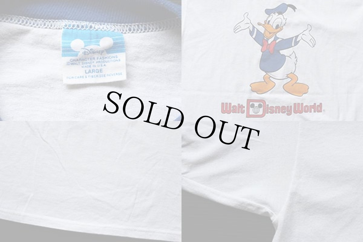 画像3: 80s USA製 ドナルドダック プリント リンガーTシャツ L (3)