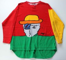 画像1: 80s PETER MAX NEOMAX ピーターマックス コットン 長袖Tシャツ S (1)