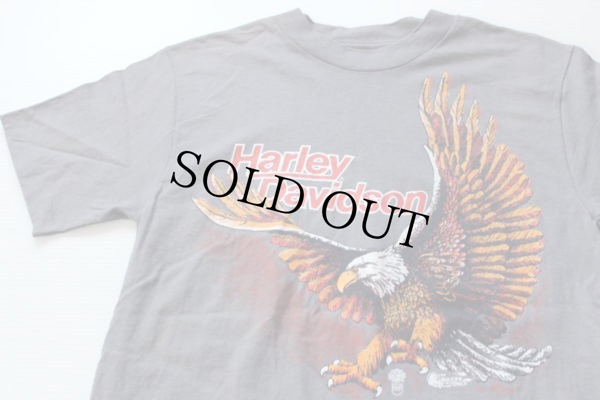 画像1: 80s USA製 Hanes HARLEY-DAVIDSON ハーレー ダビッドソン コットンTシャツ 炭黒 M (1)