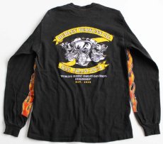 画像2: 80s USA製 Hanes HARLEY-DAVIDSON ハーレー ダビッドソン フレイムス コットン 長袖Tシャツ 黒 M★ファイヤーパターン (2)