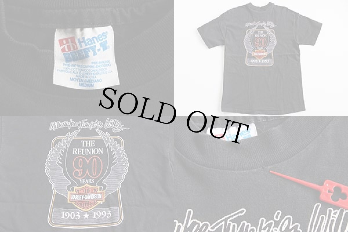 画像4: 90s USA製 HARLEY-DAVIDSON ハーレー ダビッドソン 90YEARS コットンTシャツ 黒 M (4)