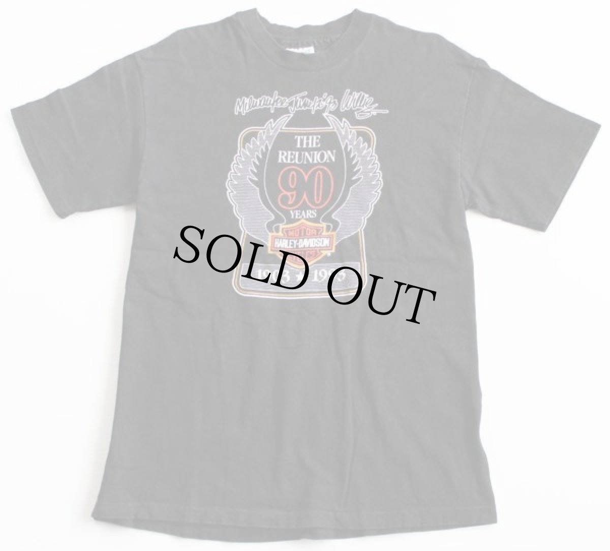 画像2: 90s USA製 HARLEY-DAVIDSON ハーレー ダビッドソン 90YEARS コットンTシャツ 黒 M (2)