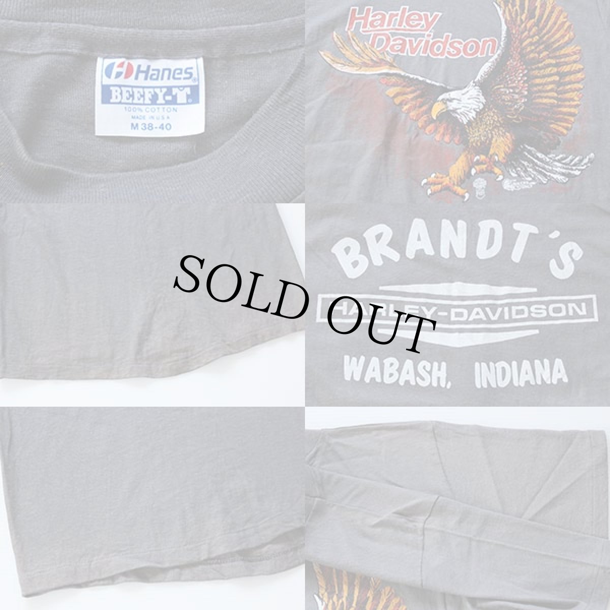 画像4: 80s USA製 Hanes HARLEY-DAVIDSON ハーレー ダビッドソン コットンTシャツ 炭黒 M (4)