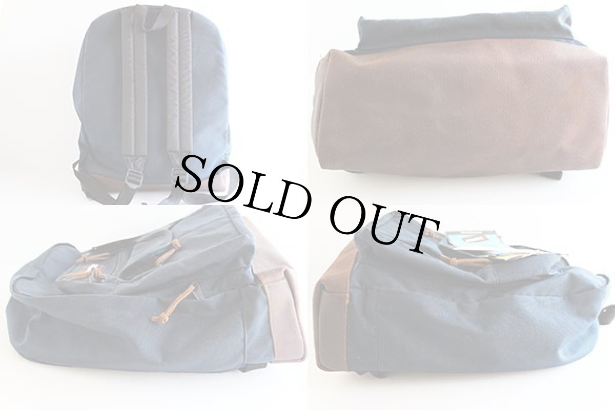 画像3: デッドストック★90s USA製 EASTPAKイーストパック ボトムレザー リュックサック 紺 (3)