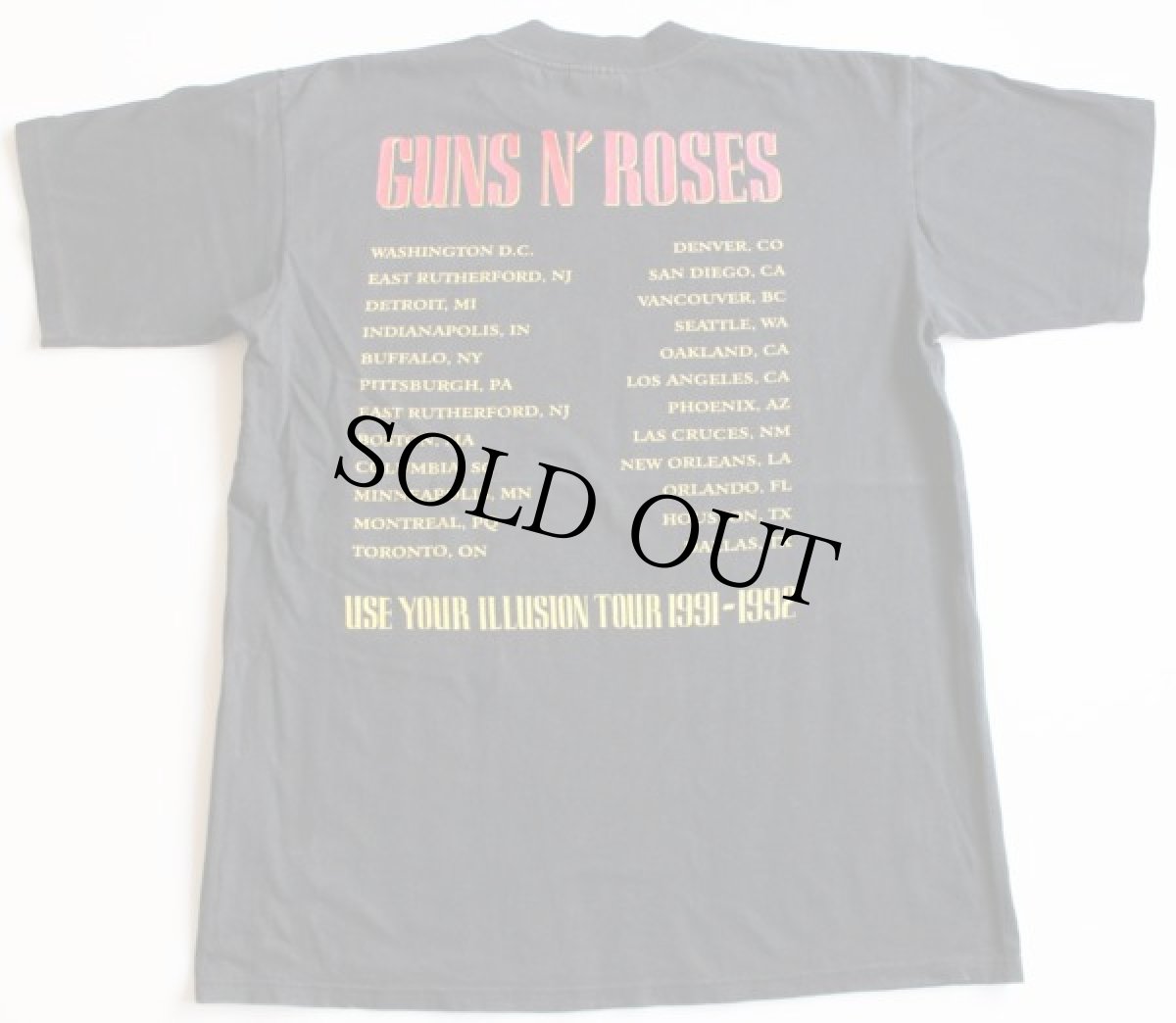画像2: 90s USA製 GUNS N' ROSESガンズアンドローゼズ USE YOUR ILLUSION TOUR 1991-1992 コットン バンドTシャツ L (2)