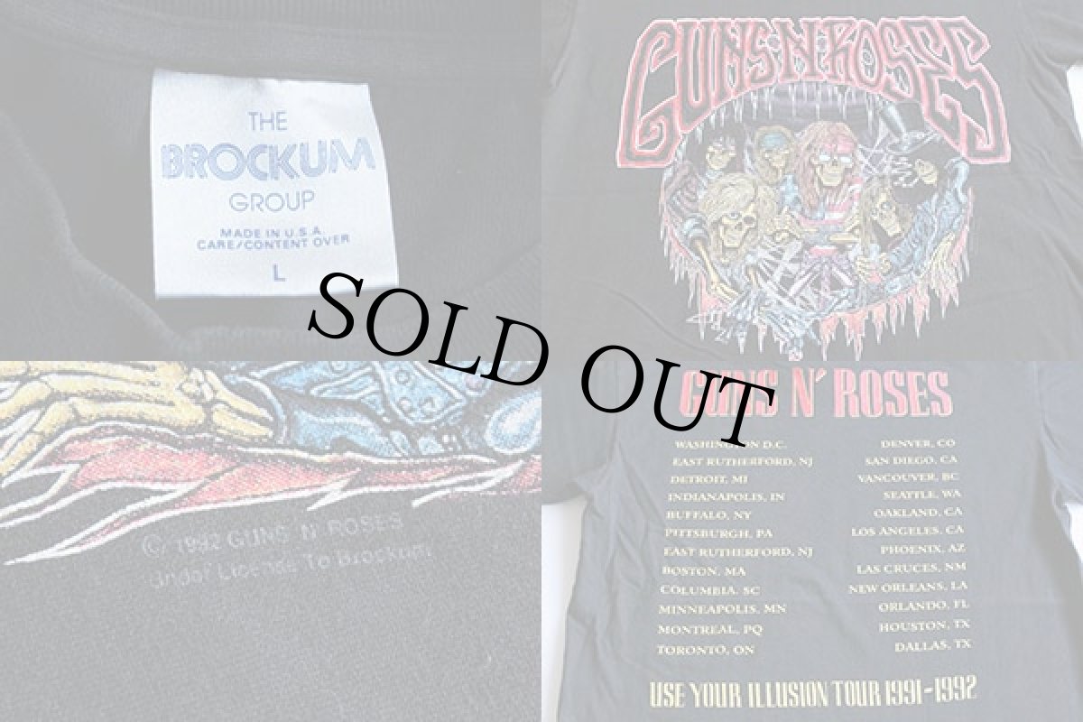 画像3: 90s USA製 GUNS N' ROSESガンズアンドローゼズ USE YOUR ILLUSION TOUR 1991-1992 コットン バンドTシャツ L (3)