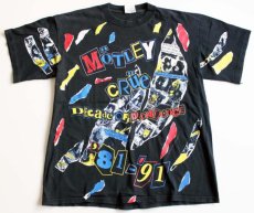 画像1: 90s USA製 MotleyCrue モトリークルー コットン バンドTシャツ 黒 L (1)