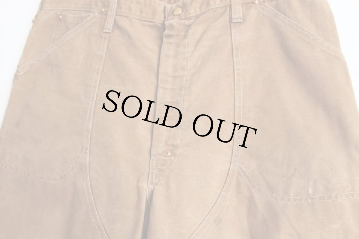 画像2: 70s carharttカーハート ダック地 ダブルニー ペインターパンツ 茶 (2)