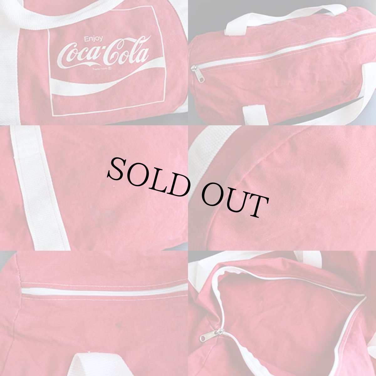 画像2: 80s Coca-Colaコカコーラ ロゴ キャンバス ダッフルバッグ (2)