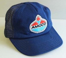 画像1: 80s USA製 AMOCO パッチ付き メッシュキャップ 青 (1)