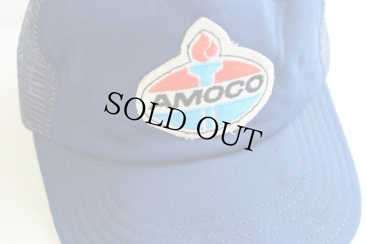 画像2: 80s USA製 AMOCO パッチ付き メッシュキャップ 青 (2)