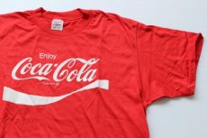 画像1: デッドストック★80s USA製 Coca-Colaコカコーラ ロゴ Tシャツ 赤 L (1)