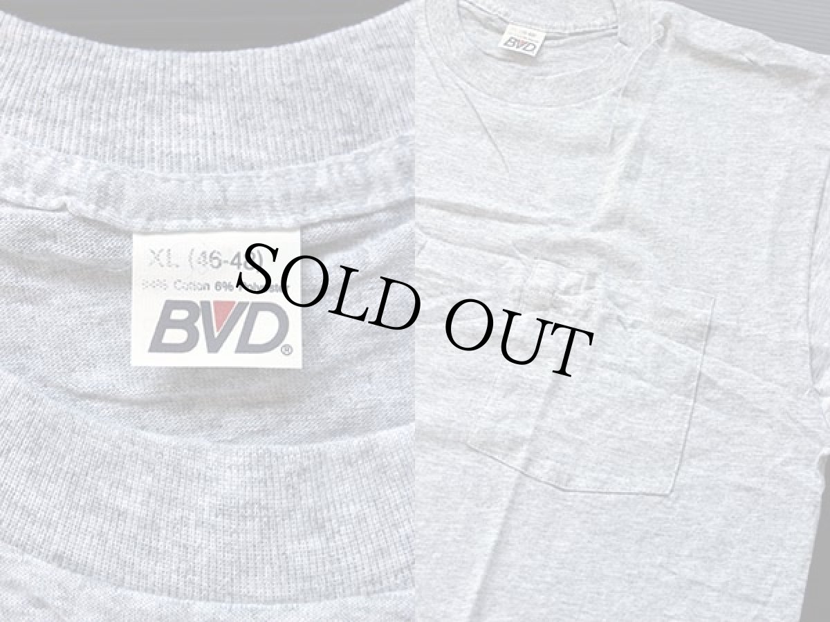 画像4: デッドストック★80s USA製 BVD ポケットTシャツ 杢グレー XL (4)
