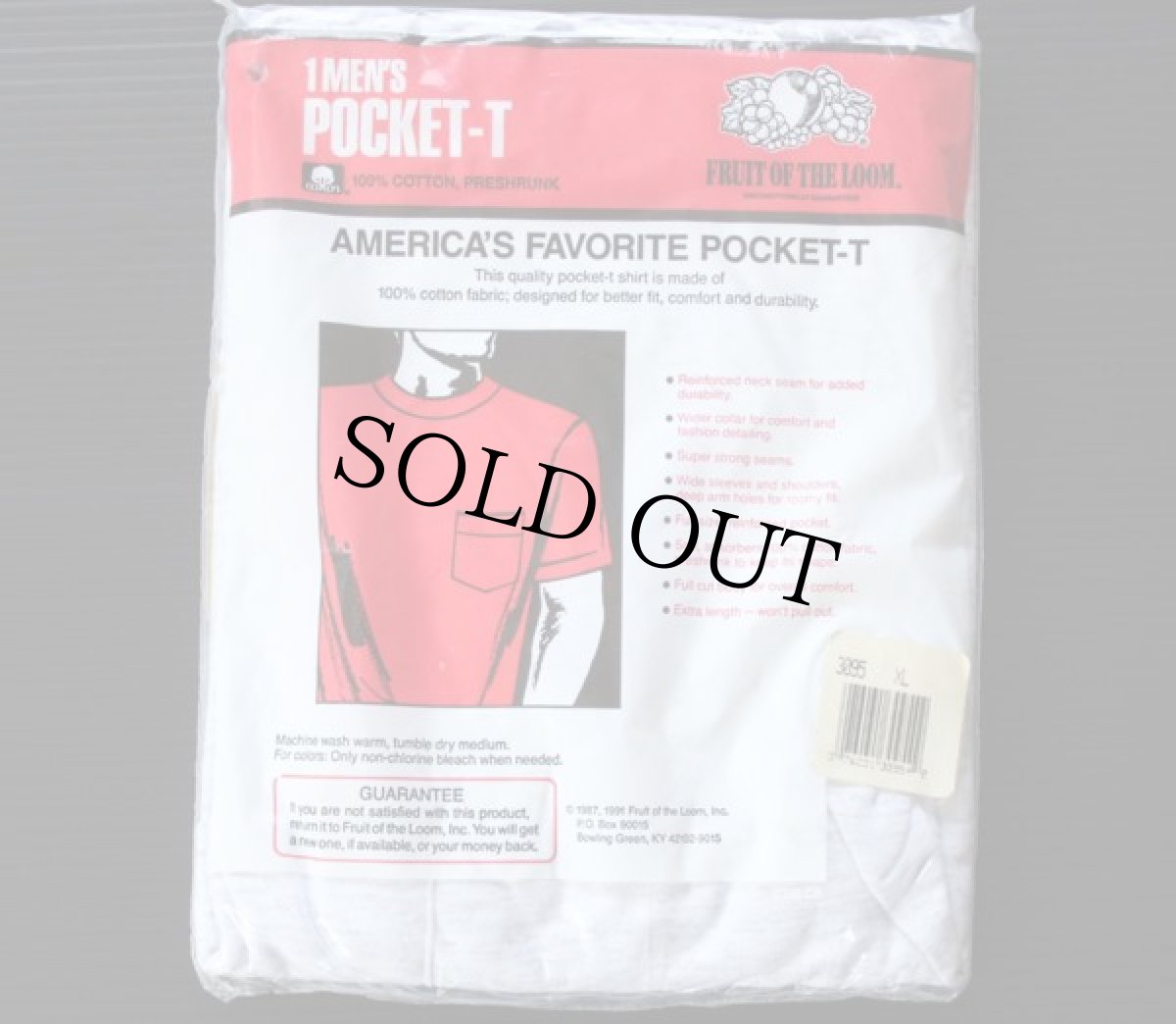 画像2: デッドストック★90s USA製 FRUIT OF THE LOOM ポケットTシャツ 杢ライトグレー XL (2)