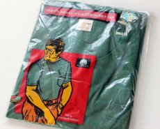 画像1: デッドストック★80s Pocket Polo コットン ポケットTシャツ 深緑 S (1)