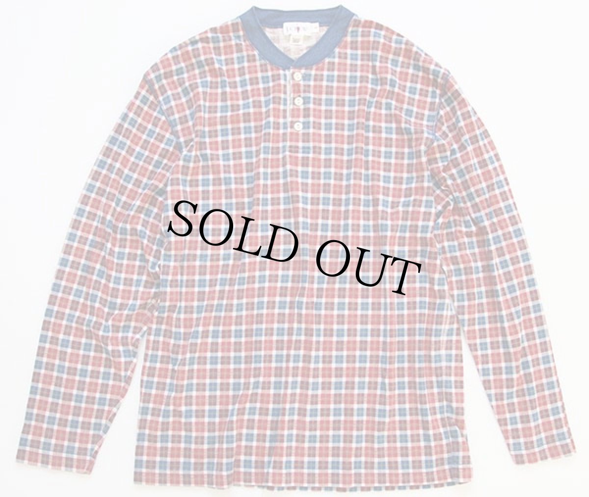 画像2: 90s J.CREW チェック ヘンリーネック カットソー S (2)