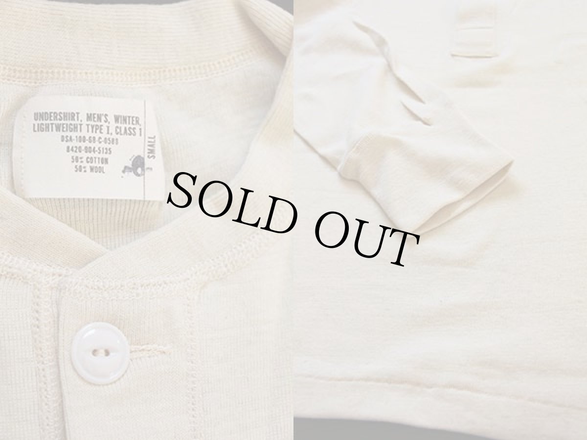 画像3: デッドストック★60s 米軍 ヘンリーネック ウール×コットン アンダーシャツ S (3)