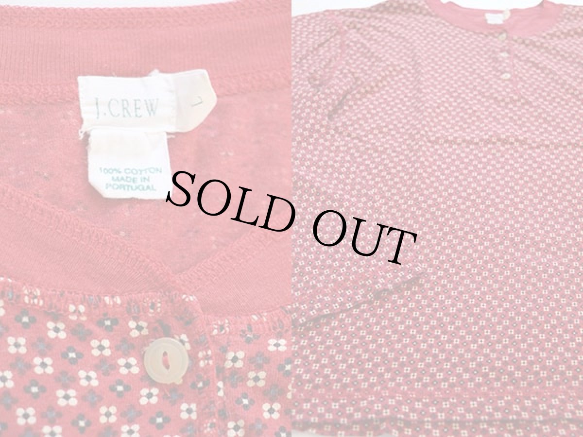 画像3: 90s J.CREW 小花柄 総柄 ヘンリーネック コットン カットソー L (3)