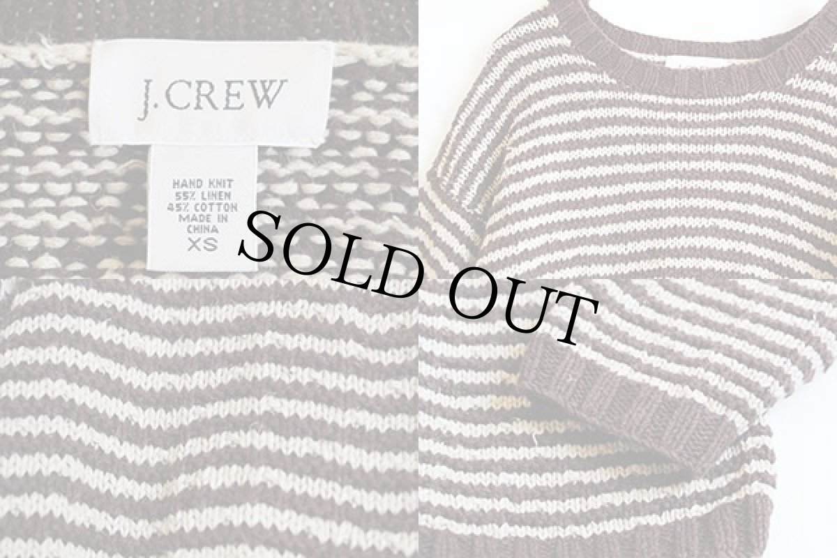 画像4: 00s J.CREW ボーダー リネンxコットン ハンドニット セーター XS (4)