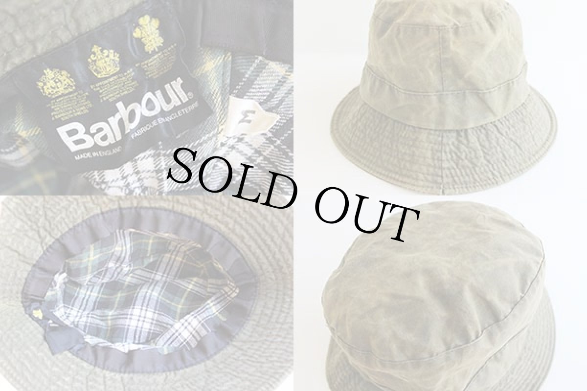 画像3: 90s 英国製 Barbourバブアー オイルド コットンハット M (3)
