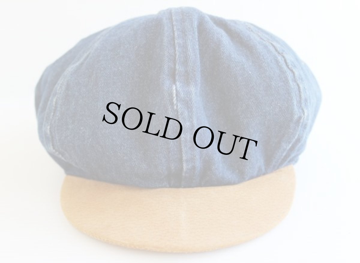 画像2: Arlin 8枚はぎ デニム×レザー キャスケット (2)