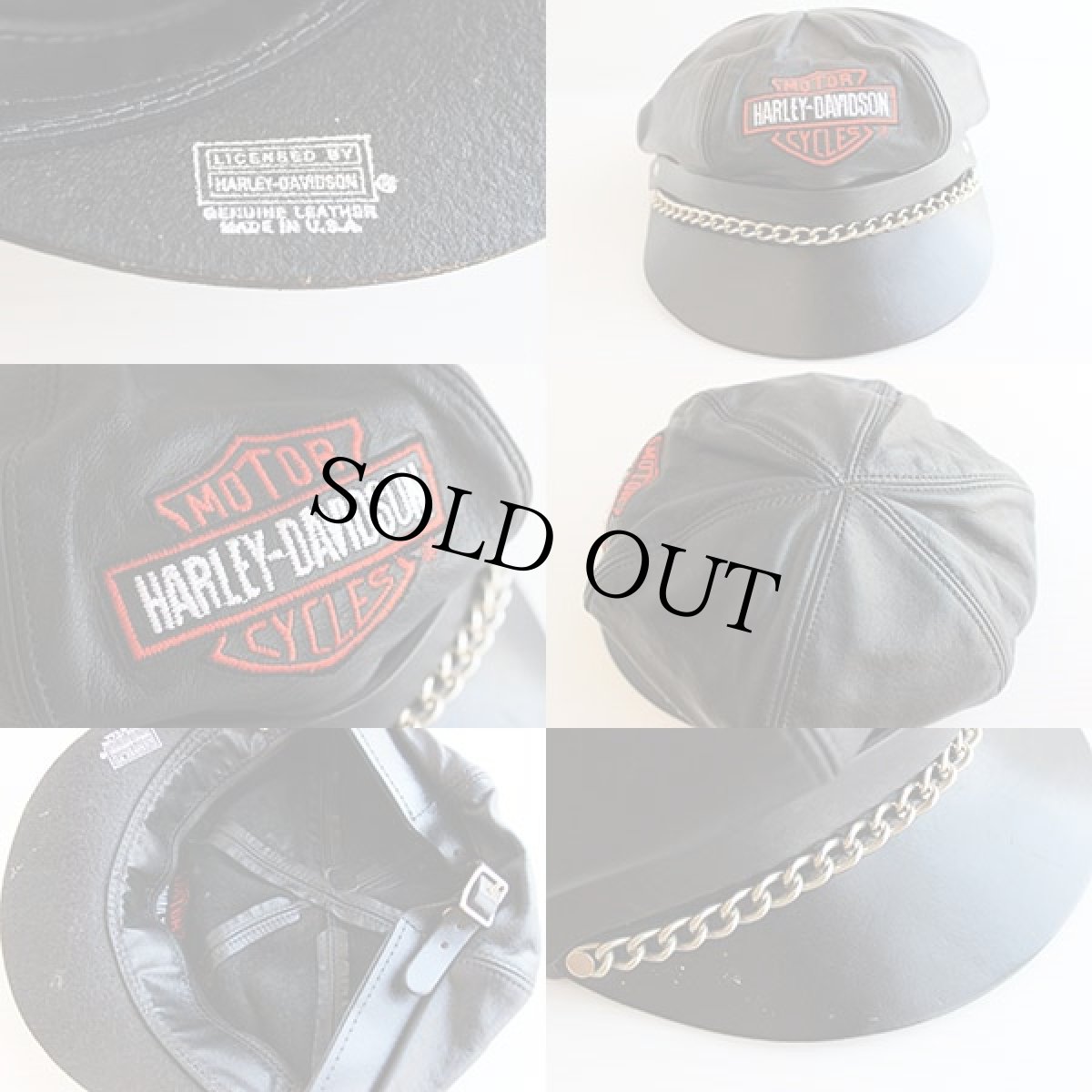 画像3: USA製 HARLEY-DAVIDSONハーレー ダビッドソン 刺繍 レザーキャスケット 黒 (3)