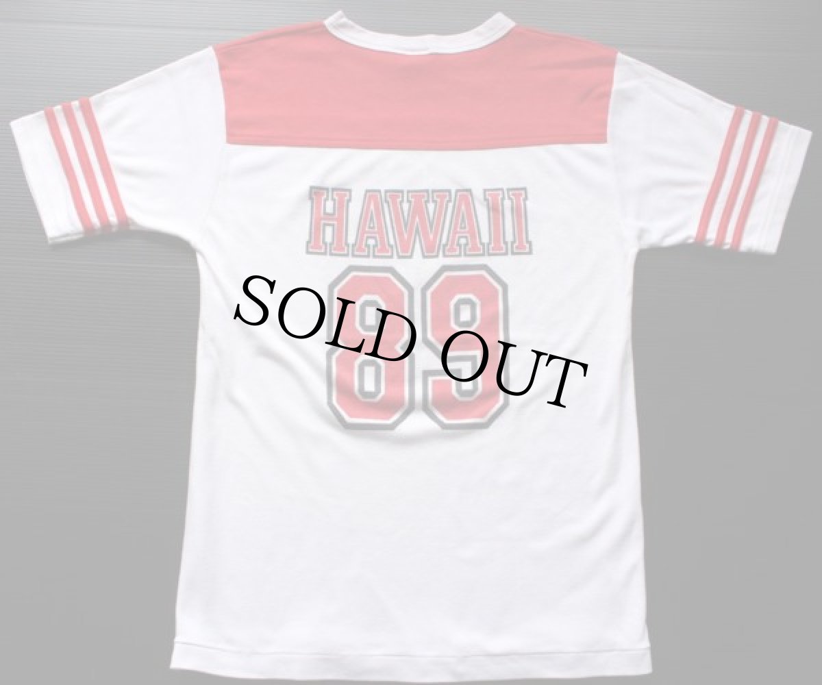 画像2: 80s HAWAII 89 ナンバリング 両面 染み込みプリント フットボールTシャツ L (2)