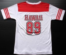 画像2: 80s HAWAII 89 ナンバリング 両面 染み込みプリント フットボールTシャツ L (2)