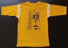 画像2: 70s USA製 ARTEX スヌーピー CHICAGO コットン フットボールTシャツ 黄 M (2)