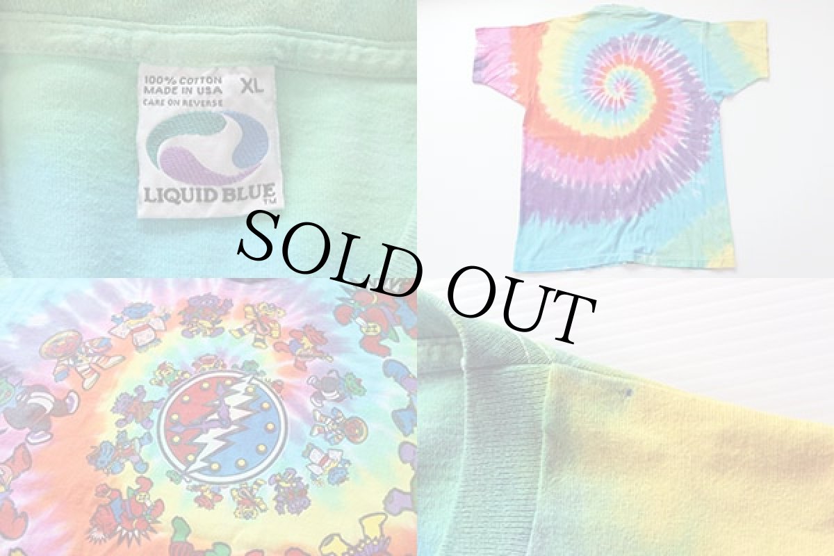 画像3: 90s USA製 LIQUID BLUE Grateful Dead グレイトフルデッド ダンシングベア タイダイ染め バンドTシャツ XL (3)