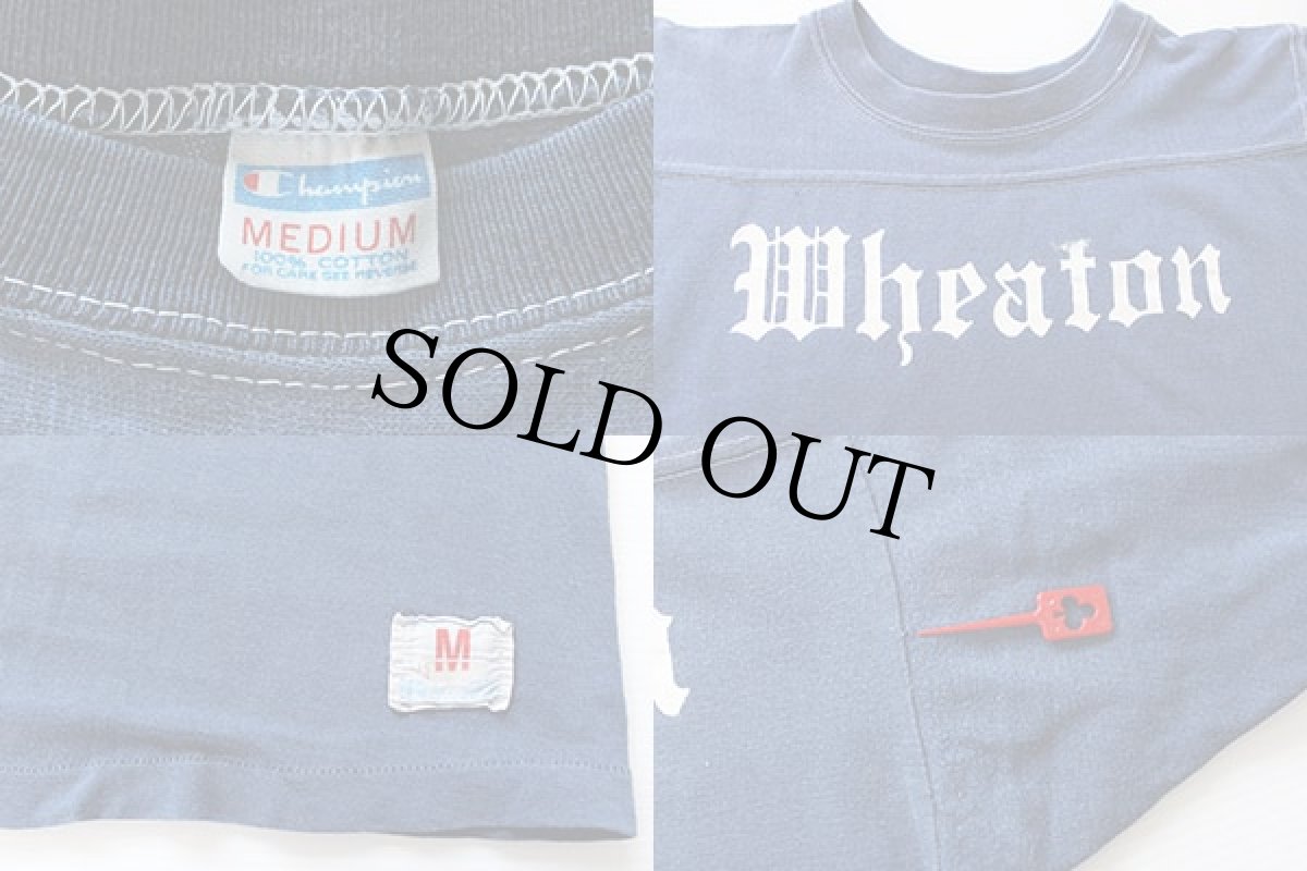 画像4: 70s USA製 Championチャンピオン Wheaton フットボールTシャツ 紺 M (4)