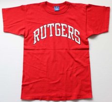 画像2: 90s USA製 Championチャンピオン RUTGERS コットンTシャツ 赤 M (2)