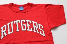 画像1: 90s USA製 Championチャンピオン RUTGERS コットンTシャツ 赤 M (1)
