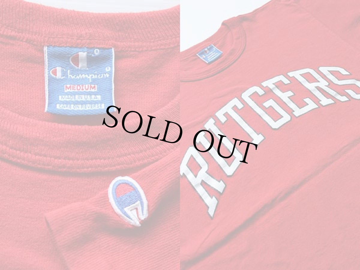 画像3: 90s USA製 Championチャンピオン RUTGERS コットンTシャツ 赤 M (3)