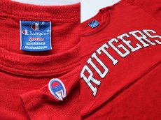 画像3: 90s USA製 Championチャンピオン RUTGERS コットンTシャツ 赤 M (3)