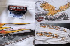 画像3: 90s USA製 HARLEY-DAVIDSONハーレー ダビッドソン フレイムス コットン 長袖Tシャツ 白 M★ファイヤーパターン (3)