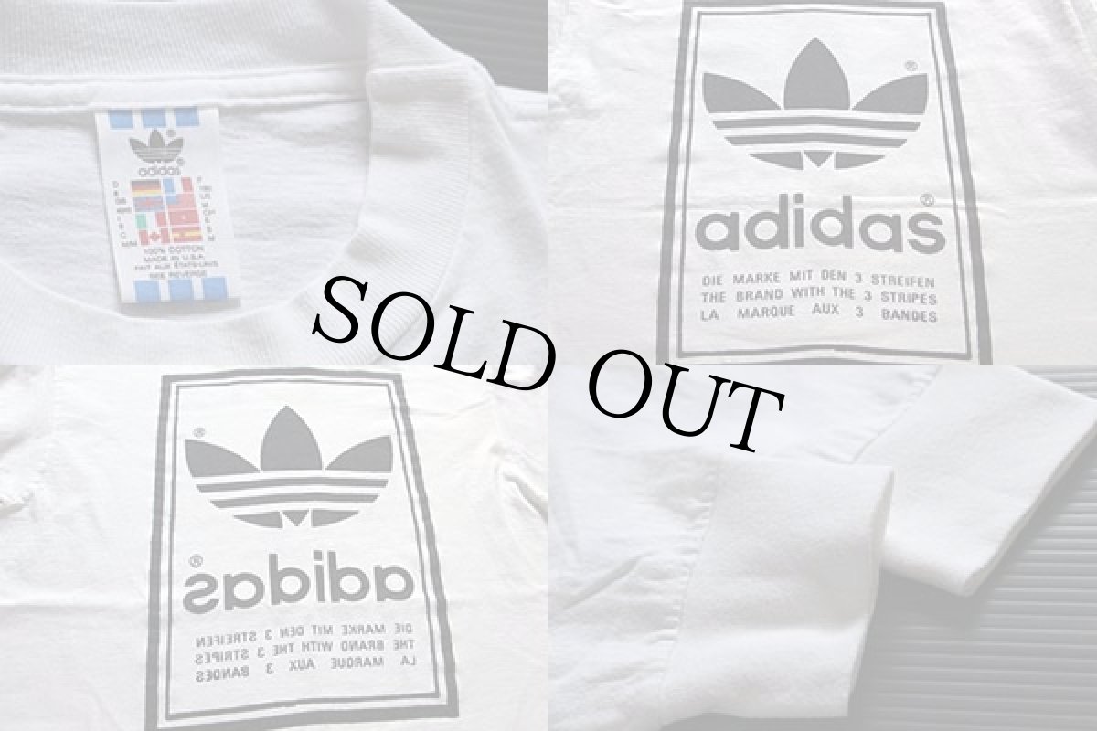 画像3: 80s USA製 adidasアディダス トレフォイル ビッグロゴ コットン 長袖Tシャツ 白 M (3)