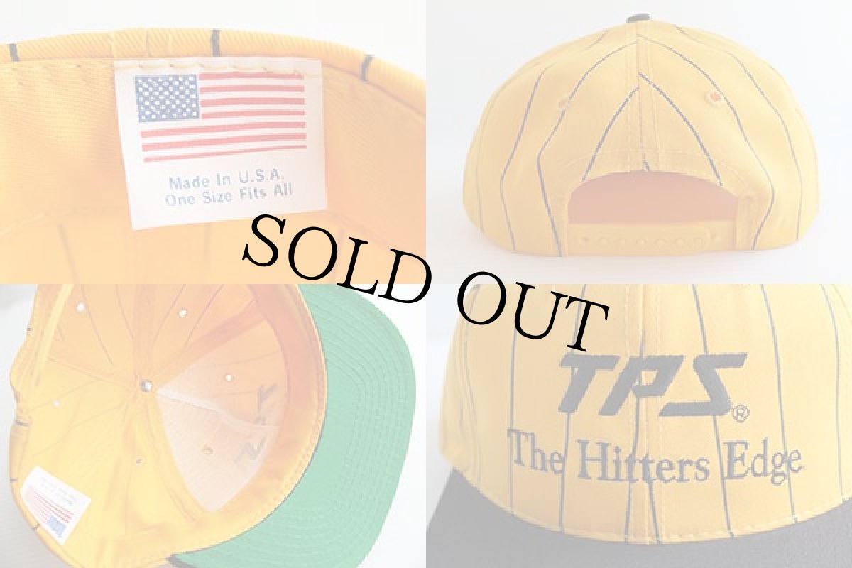 画像4: デッドストック★90s USA製 TPS刺繍 ストライプ キャップ 黄 (4)