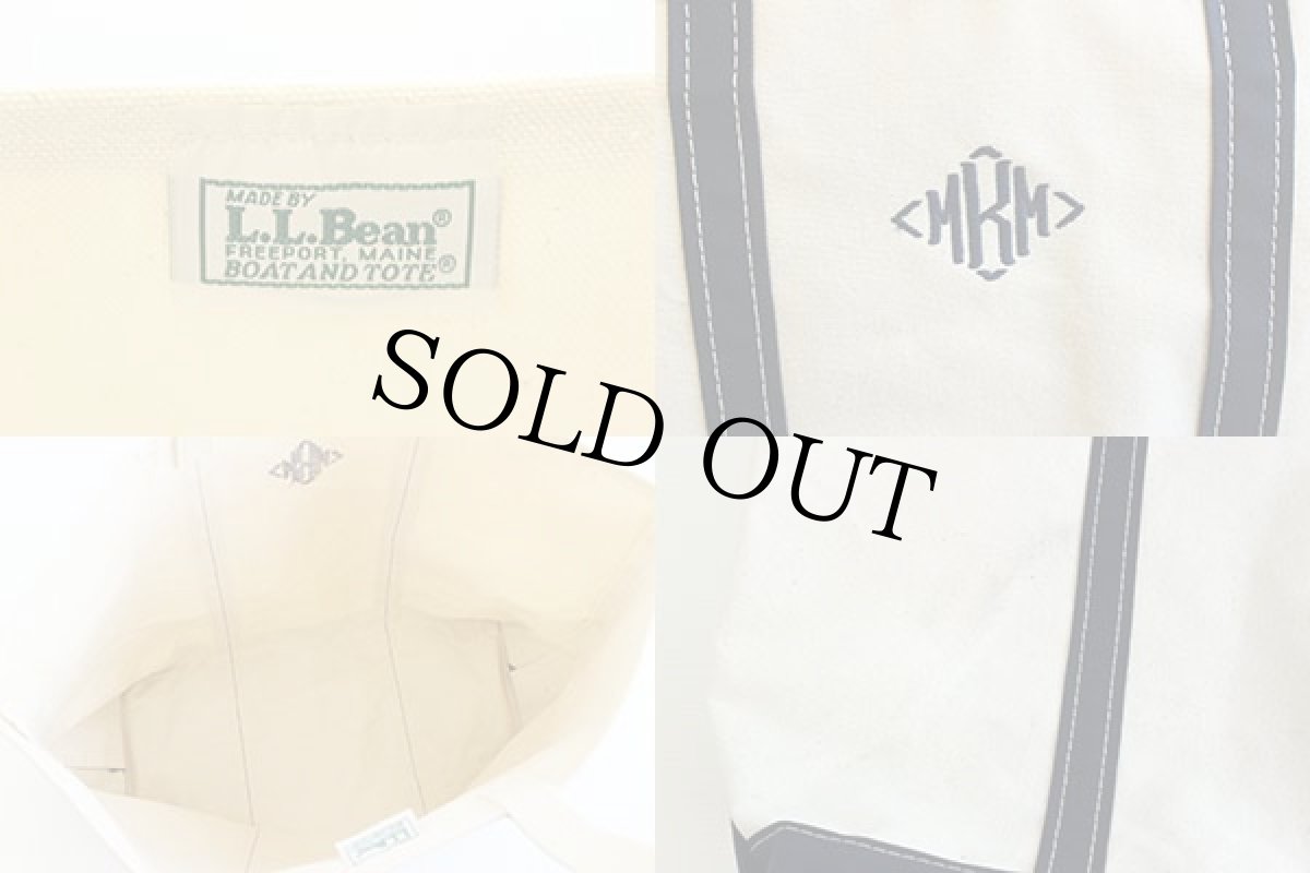 画像3: 90s L.L.Bean BOAT AND TOTE MKM刺繍 ロングハンドル キャンバス トートバッグ 紺 L★ラージ (3)