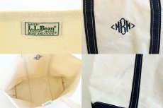 画像3: 90s L.L.Bean BOAT AND TOTE MKM刺繍 ロングハンドル キャンバス トートバッグ 紺 L★ラージ (3)