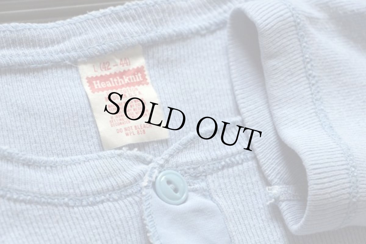 画像4: 80s USA製 Healthknit ヘンリーネック アンダーシャツ 水色 L (4)